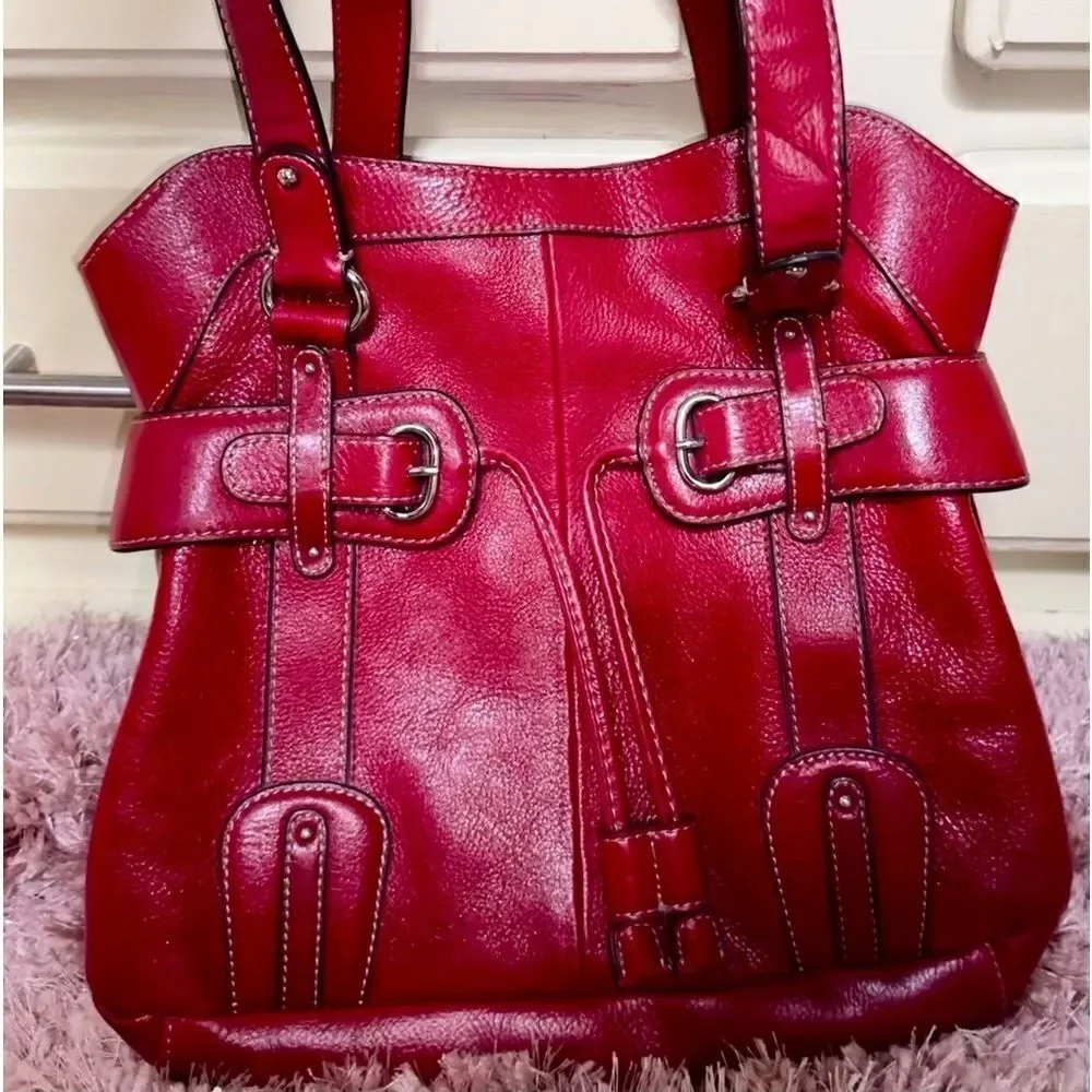 Pelle vintage red leather hobo